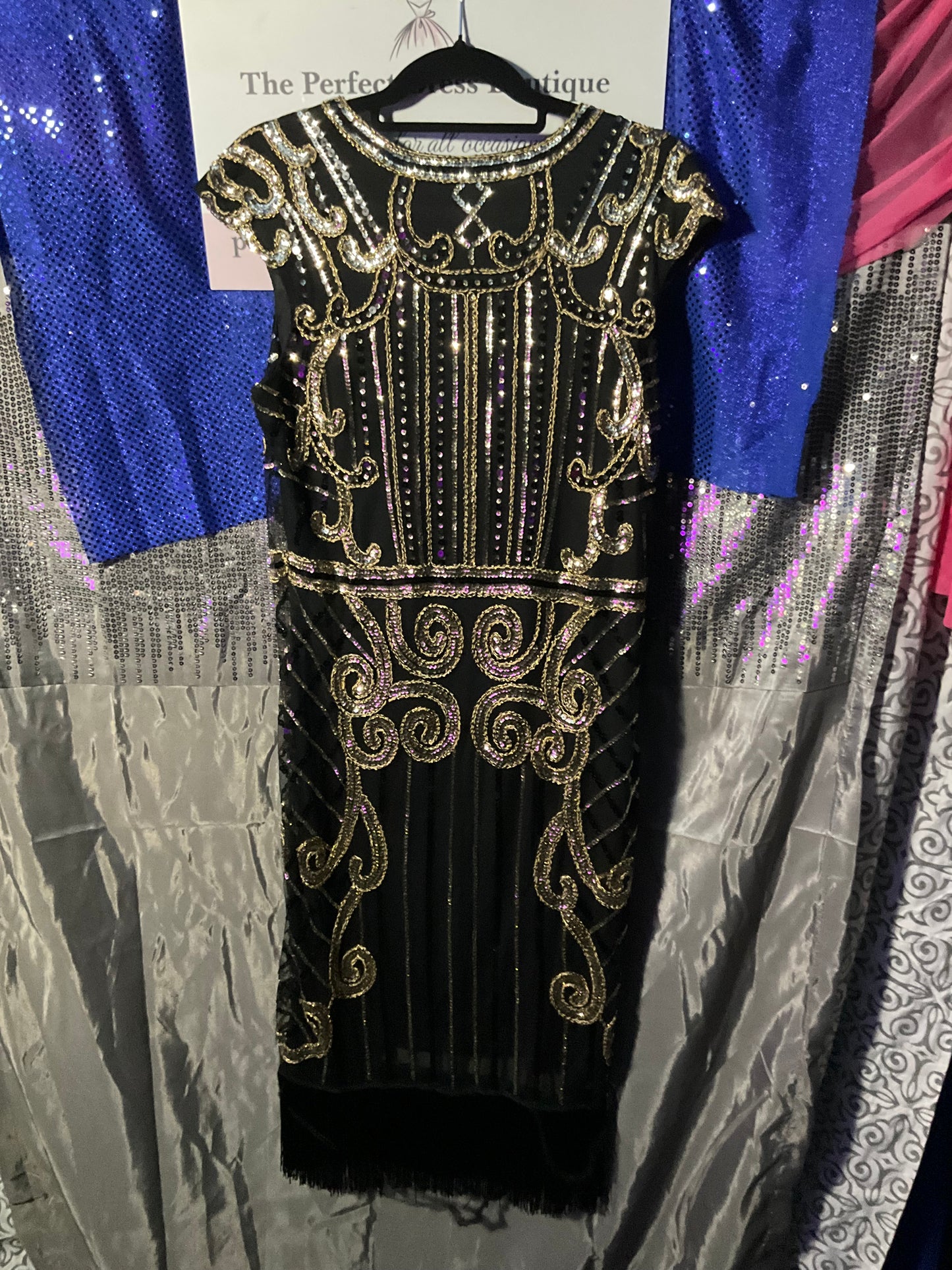 Black and Gold Gatsby style dress