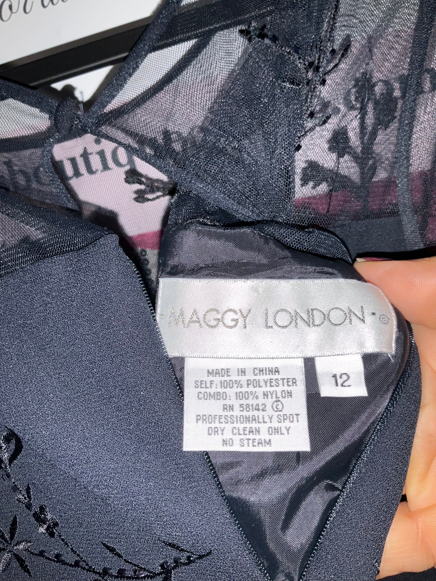 Black lace & sheer Maggy London dress