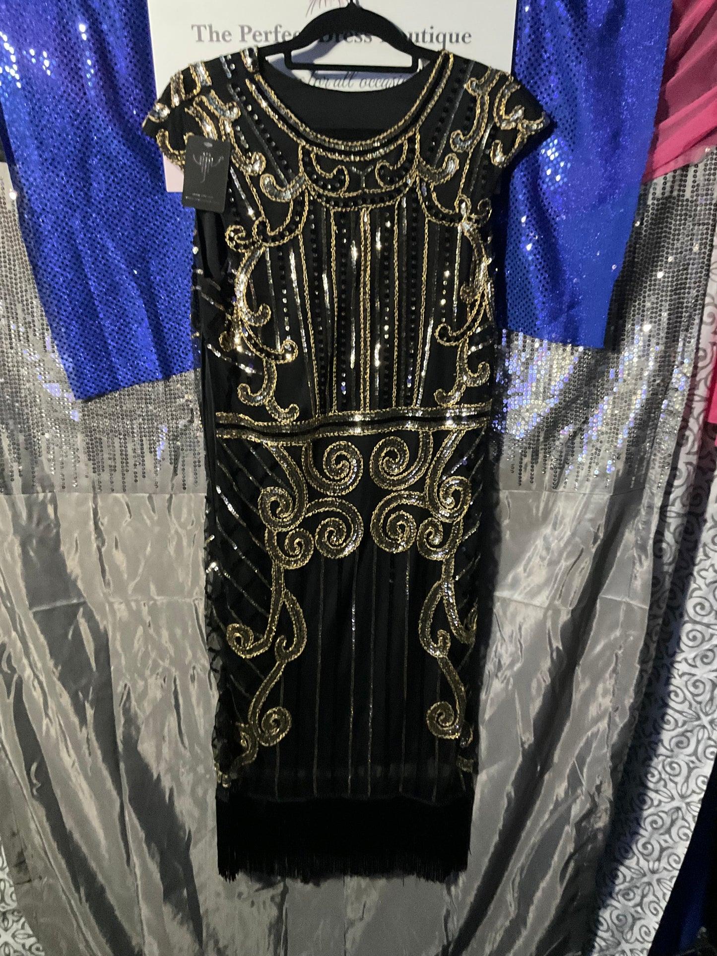 Black and Gold Gatsby style dress