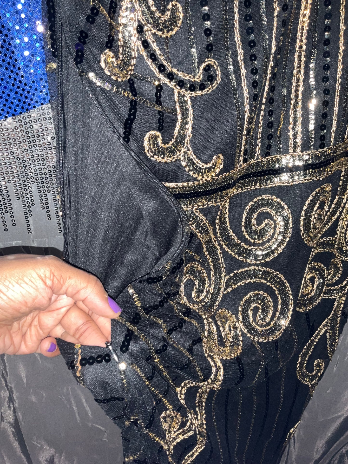 Black and Gold Gatsby style dress