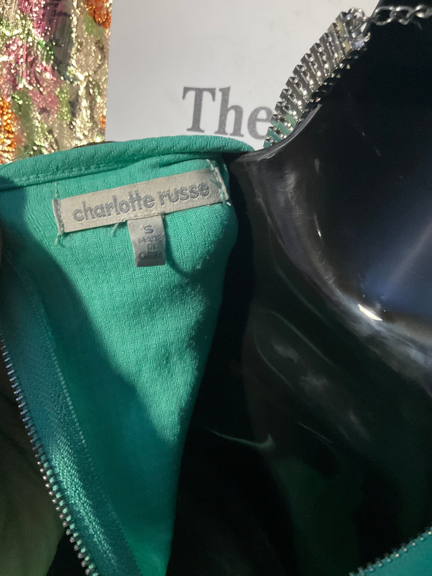 Teal tank dress with rhinestone trim