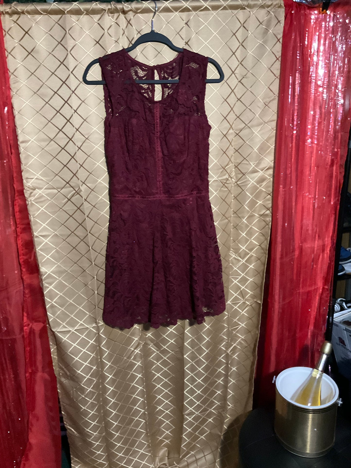 Burgundy lace cocktail dress