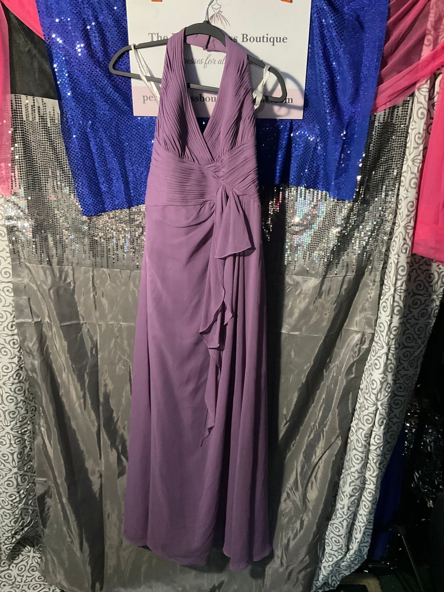 Lavender Chiffon David’s Bridal Gown