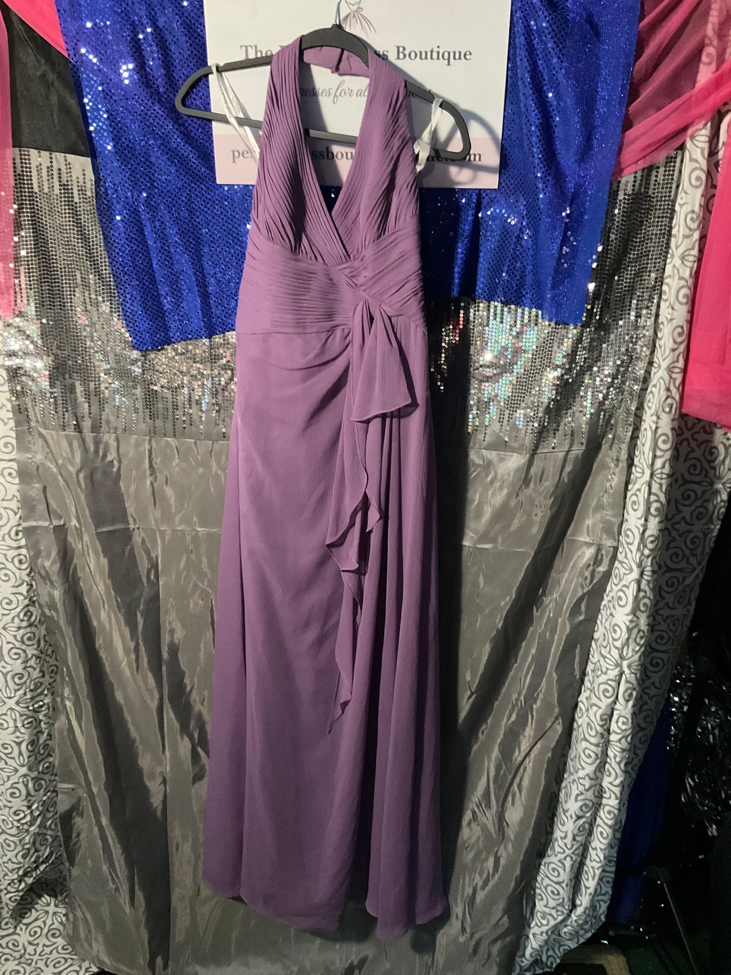 Lavender Chiffon David’s Bridal Gown