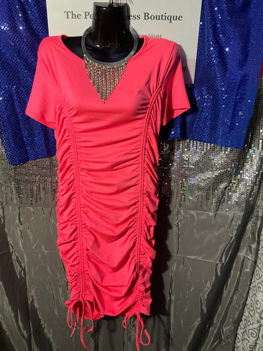 Pink ruched bodycon dress