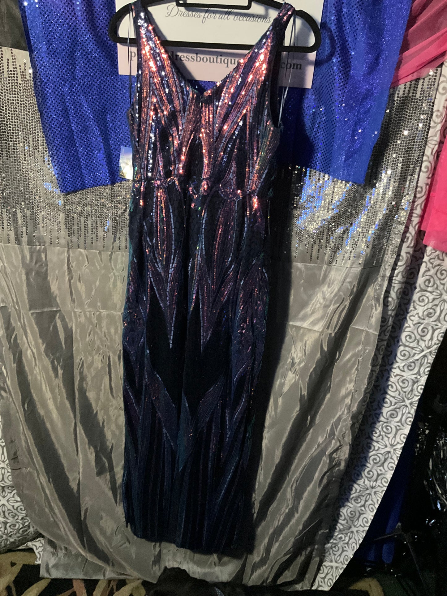 Purple beaded multi colored gown