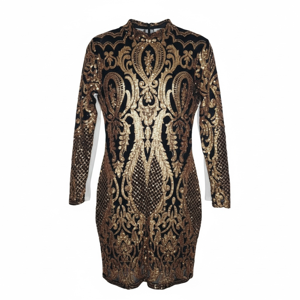Black and Gold Bodycon Cocktail dress