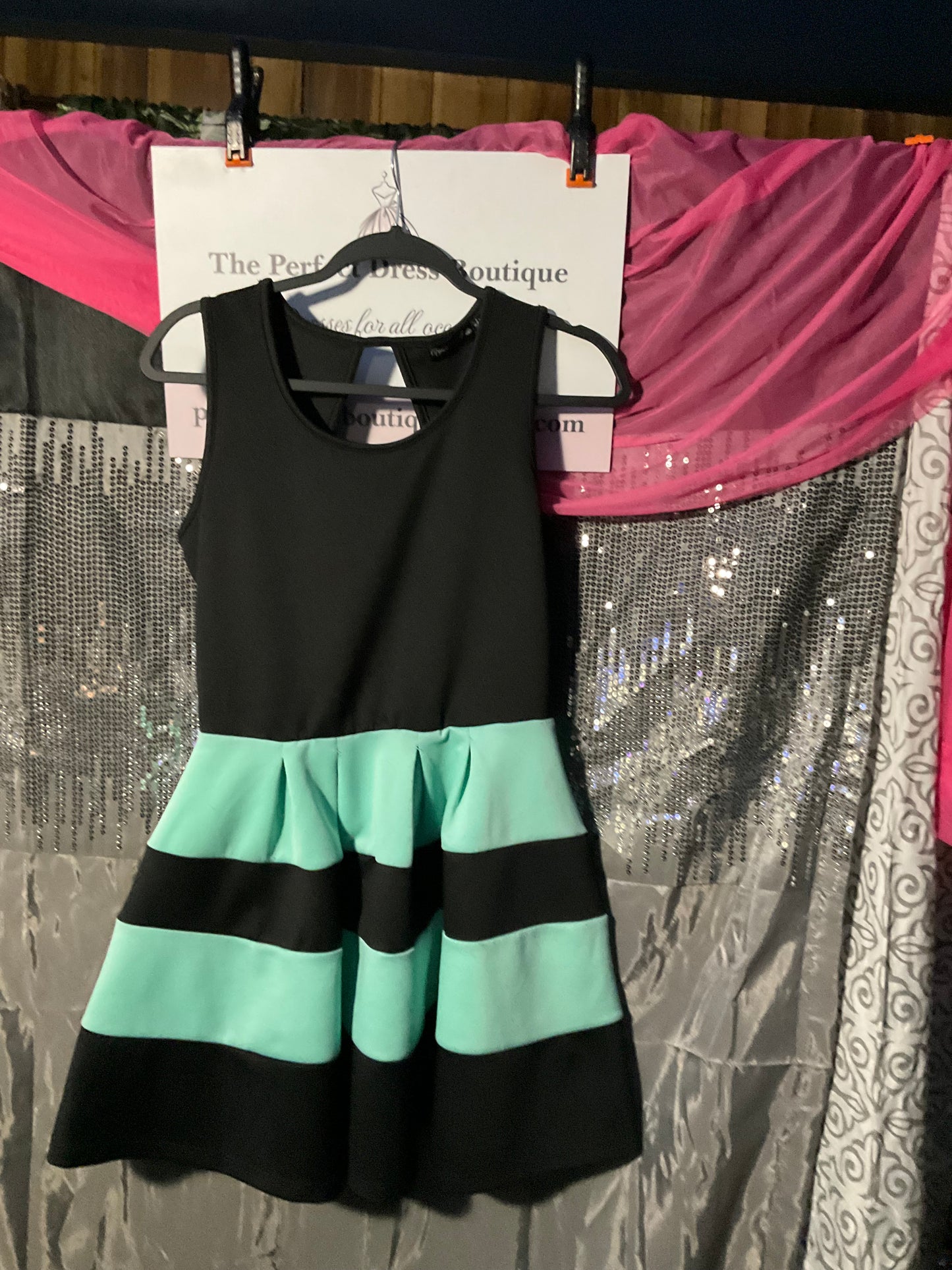 Black and green dress