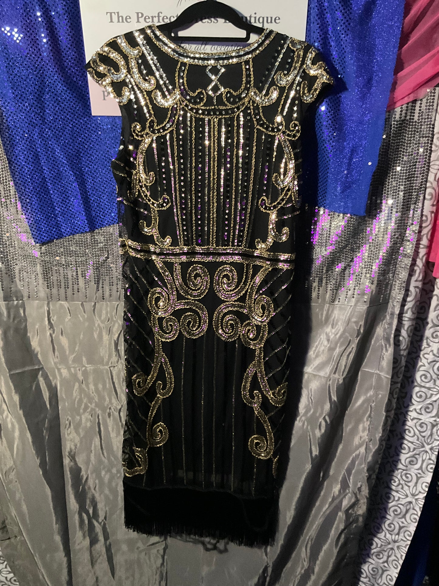 Black and Gold Gatsby style dress