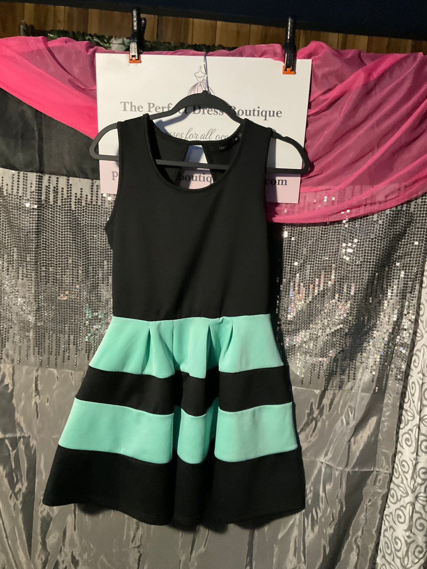 Black and green dress