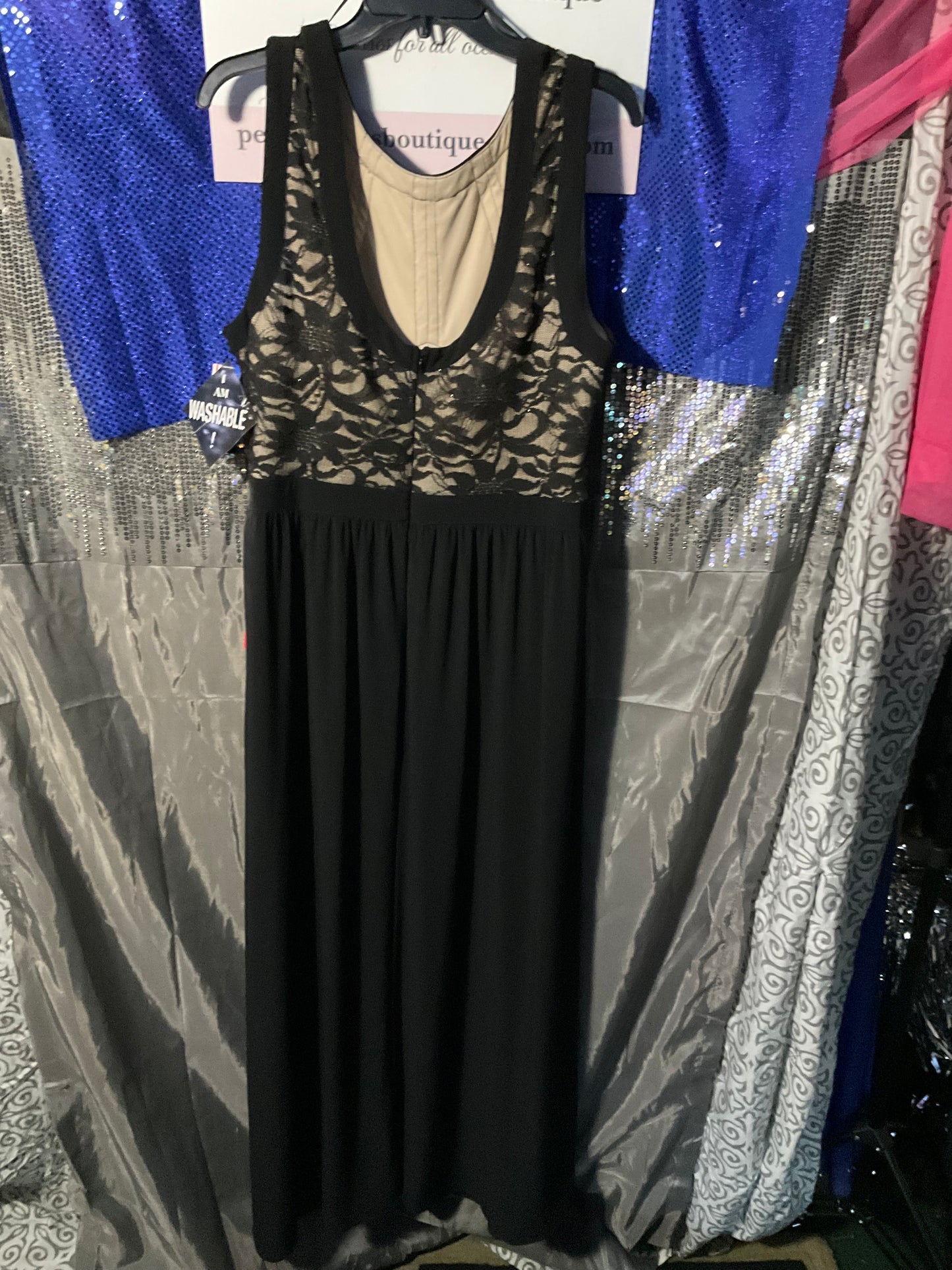 Black and tan R&M Richard’s gown