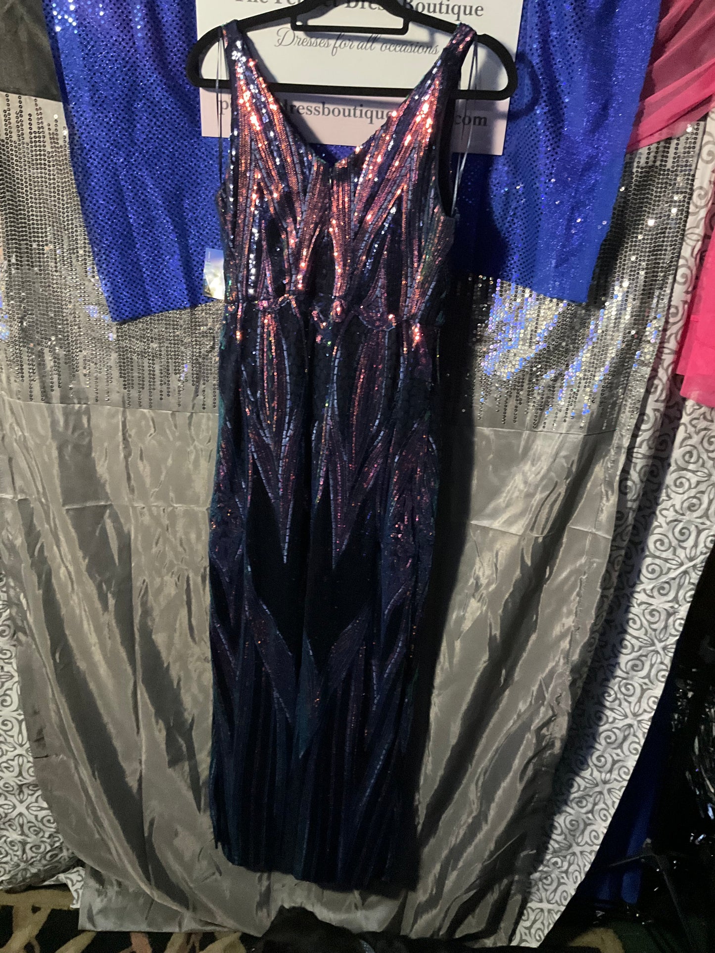 Purple beaded multi colored gown