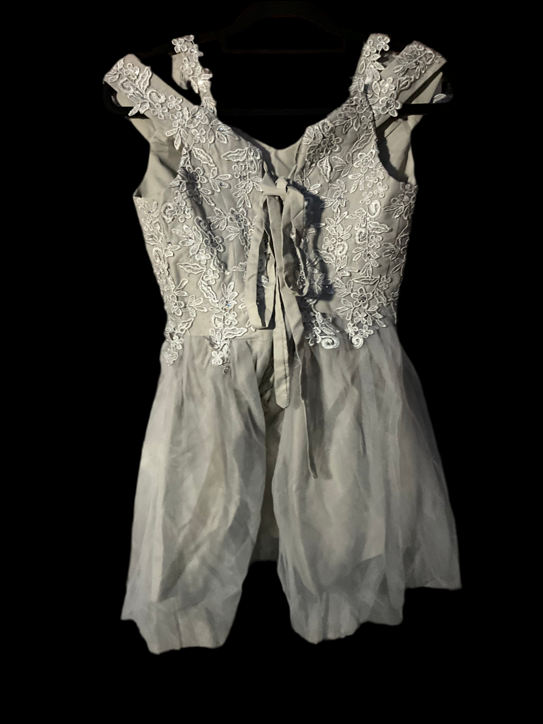 Silver Lace & Tulle Cocktail Dress