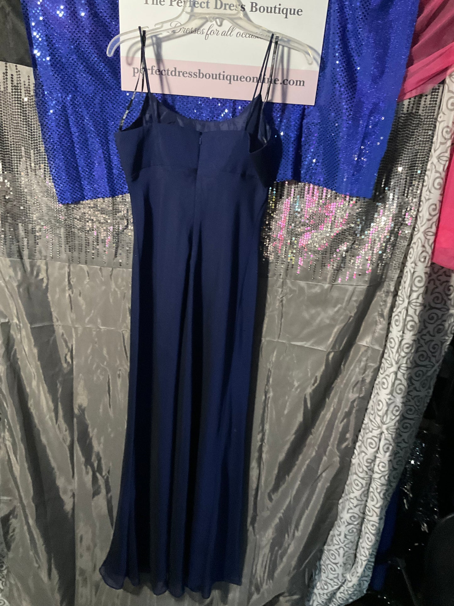 Blue Satin and sheer dress