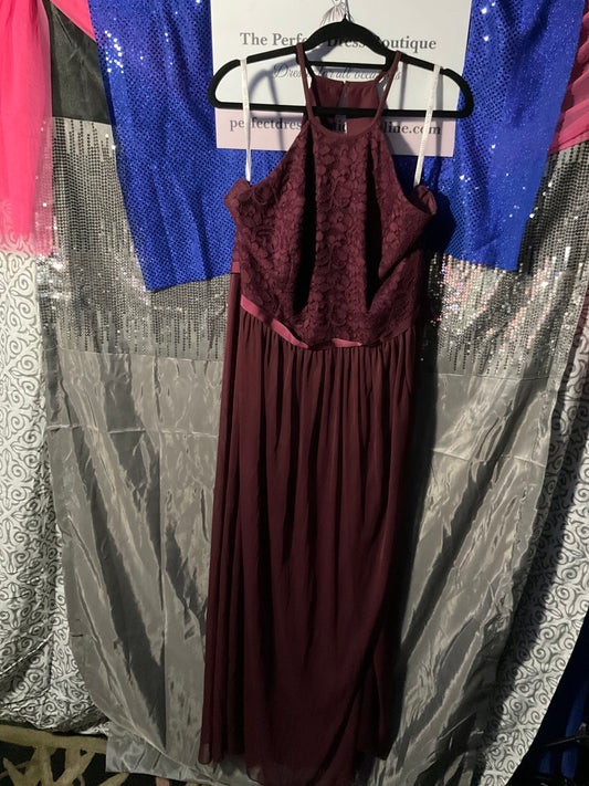 Burgundy Halter Style David’s Bridal Bridesmaid Dress