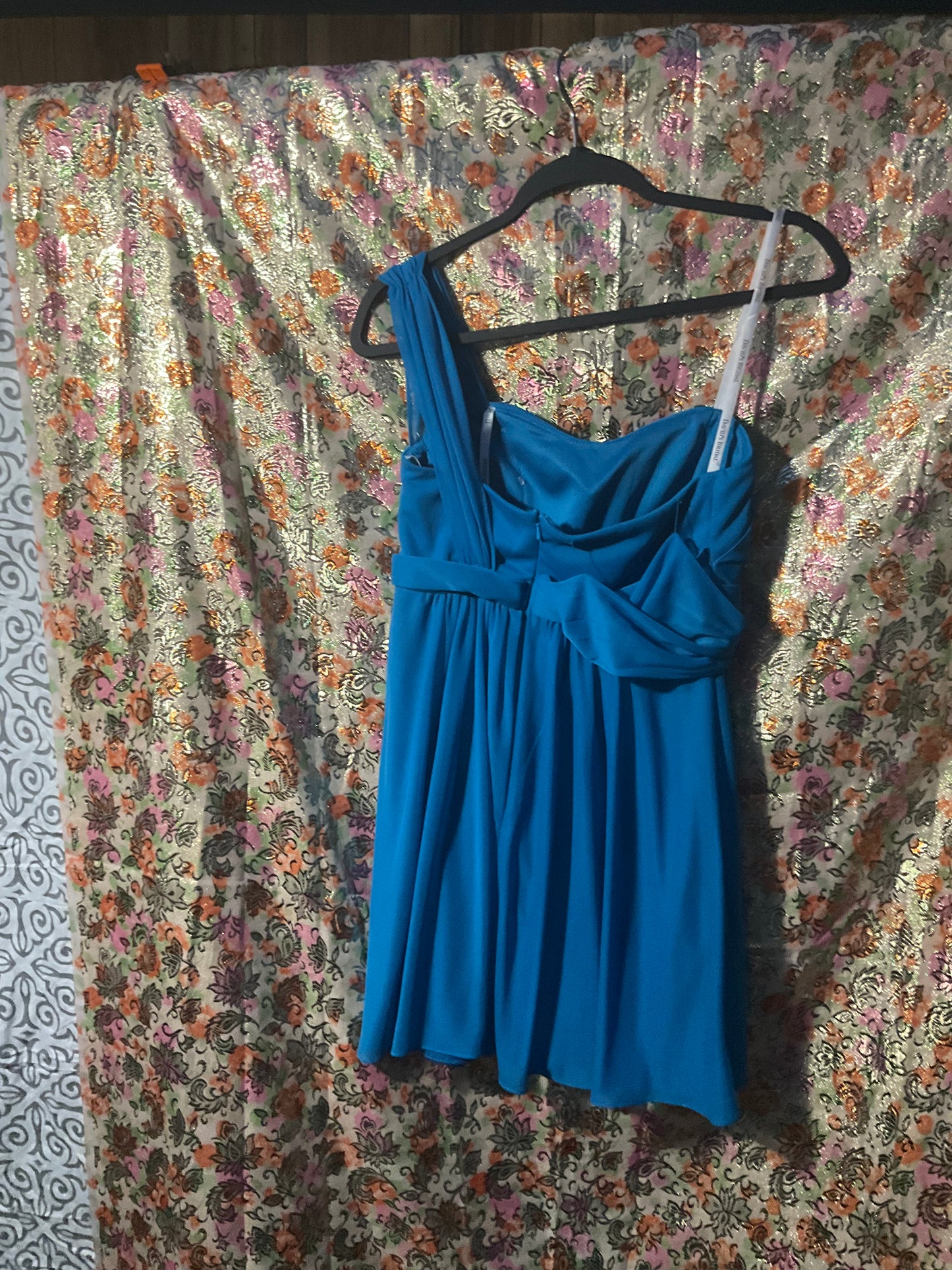 Short Blue One Shoulder Bridesmaid Dress