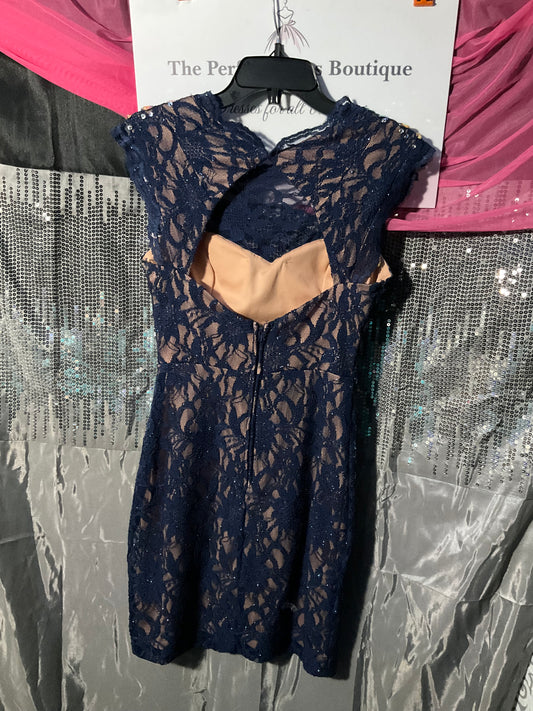 Blue/Tan and lace cocktail dress