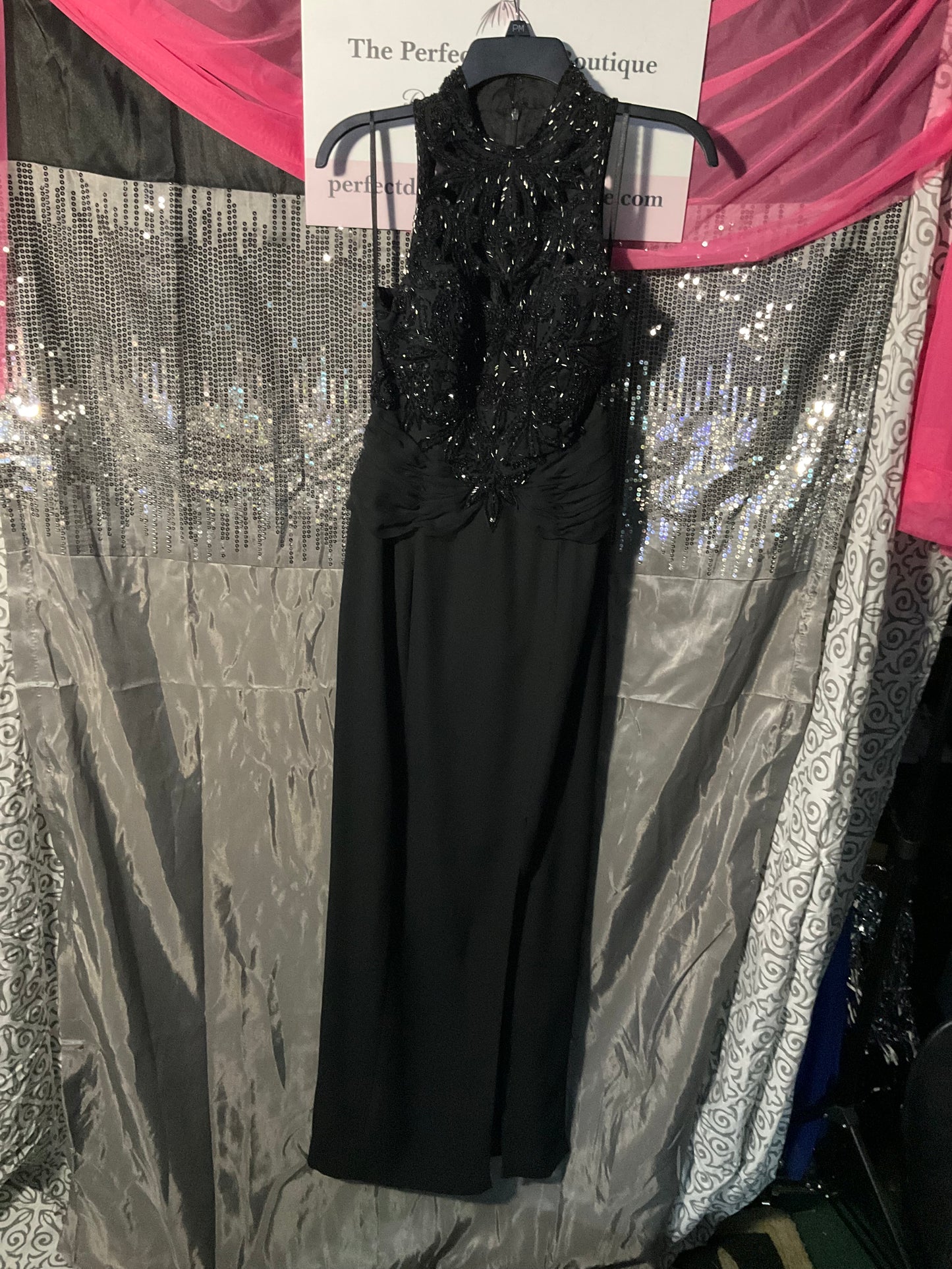 Beautiful Black sequins & sheer gown