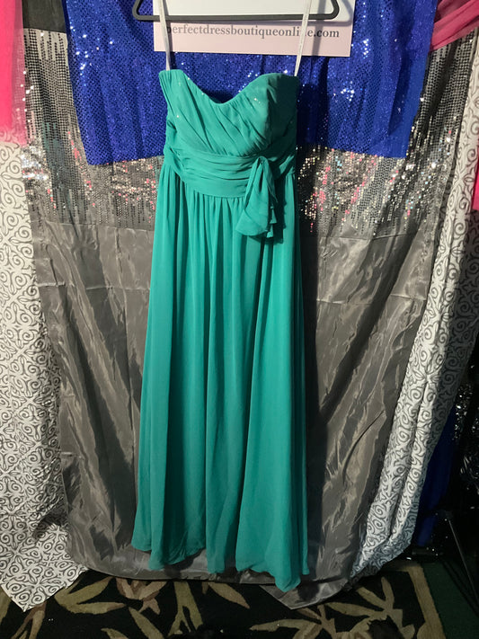 Teal Strapless Alfred Angelo Bridesmaid Dress