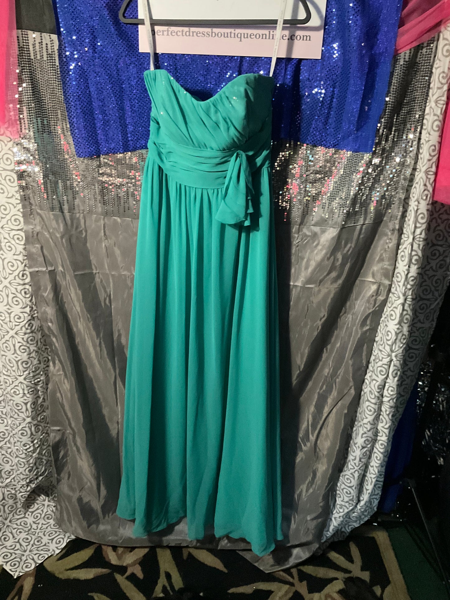 Teal Strapless Alfred Angelo Bridesmaid Dress