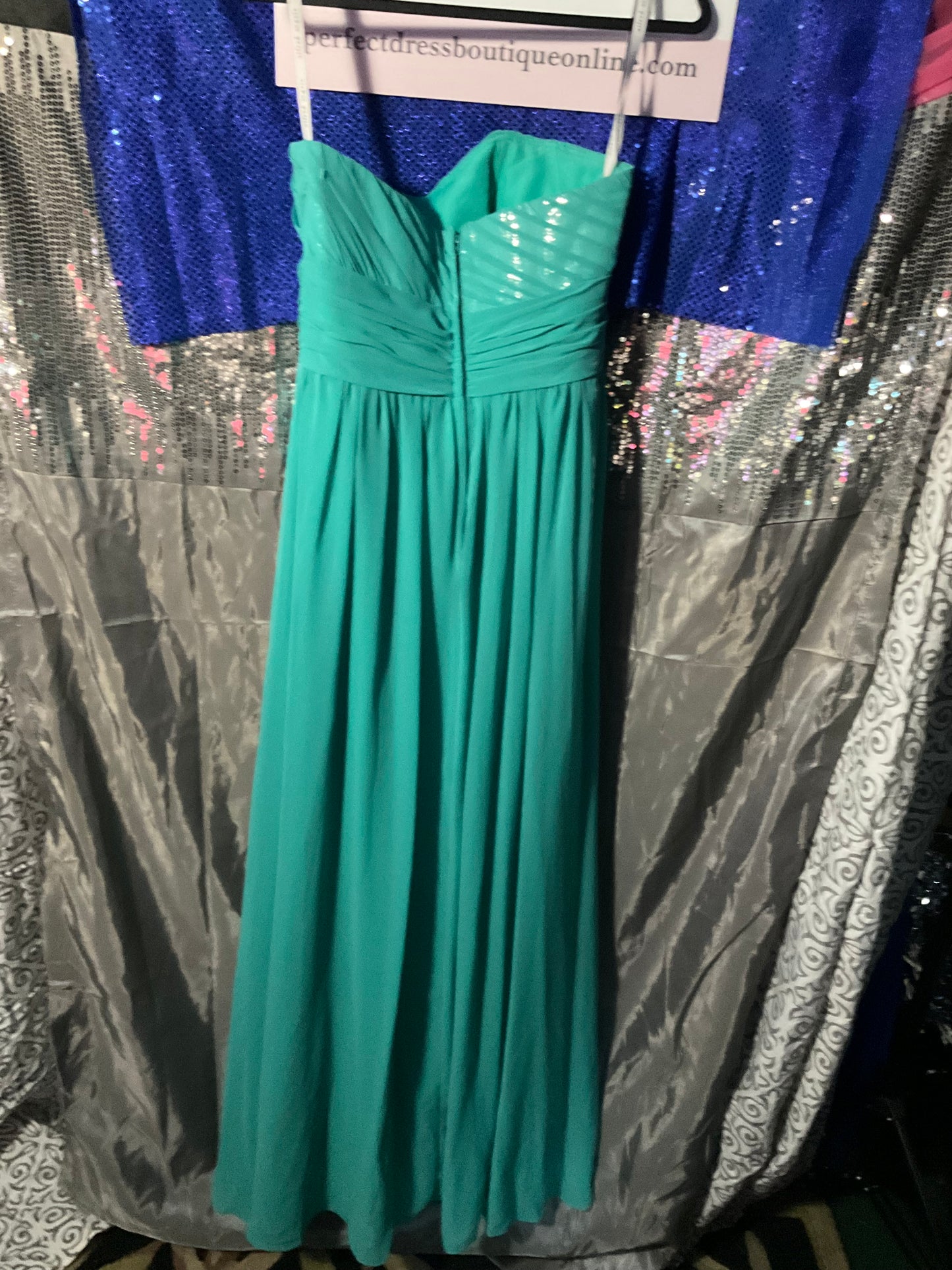 Teal Strapless Alfred Angelo Bridesmaid Dress