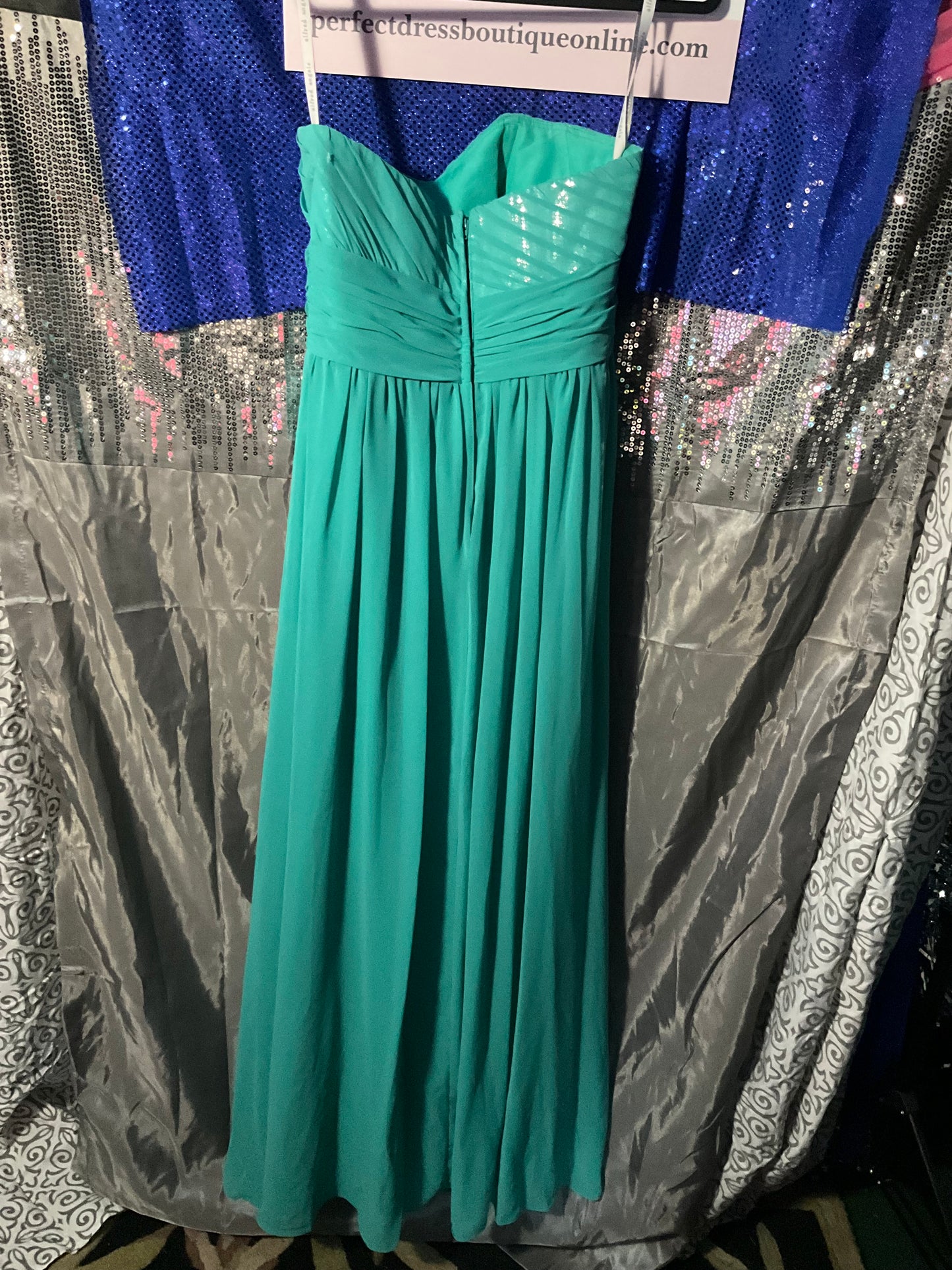 Teal Strapless Alfred Angelo Bridesmaid Dress