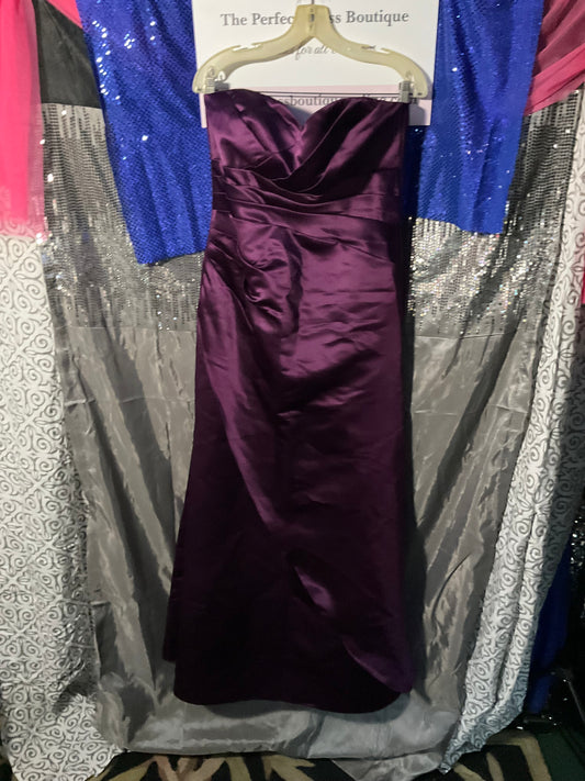 Purple Satin Strapless Belsoie Gown