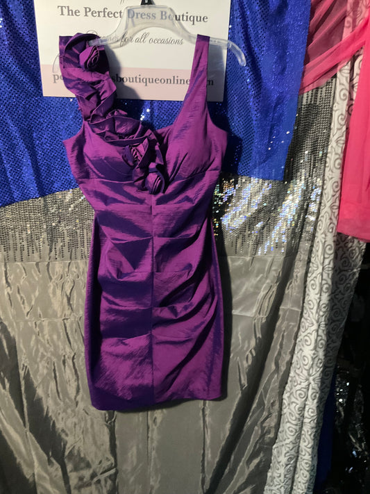 Beautiful Purple Special Occasion Dress with Ruffled shoulder strap