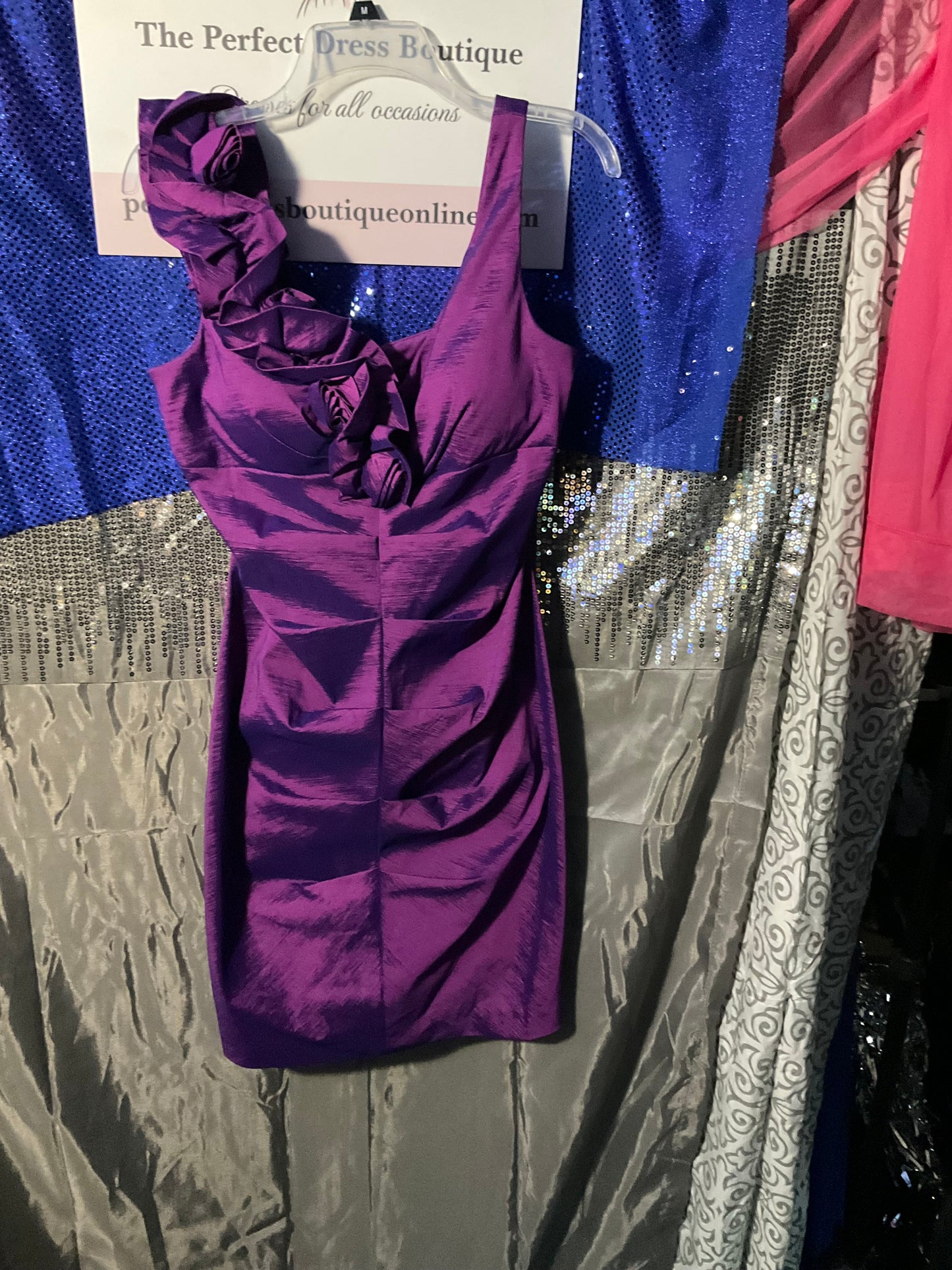 Beautiful Purple Special Occasion Dress with Ruffled shoulder strap