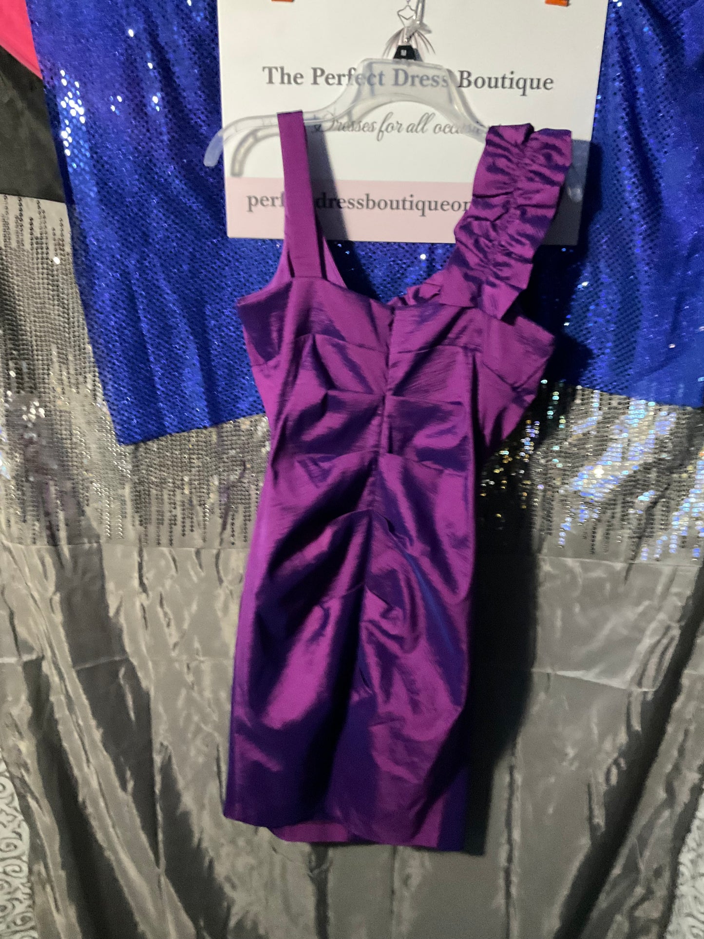 Beautiful Purple Special Occasion Dress with Ruffled shoulder strap