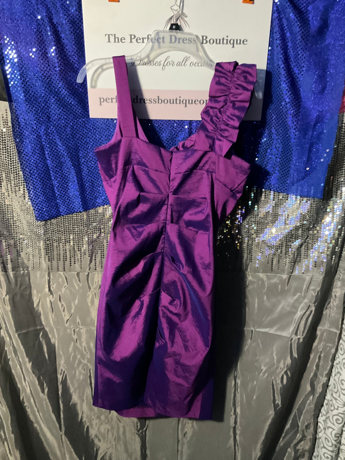 Beautiful Purple Special Occasion Dress with Ruffled shoulder strap
