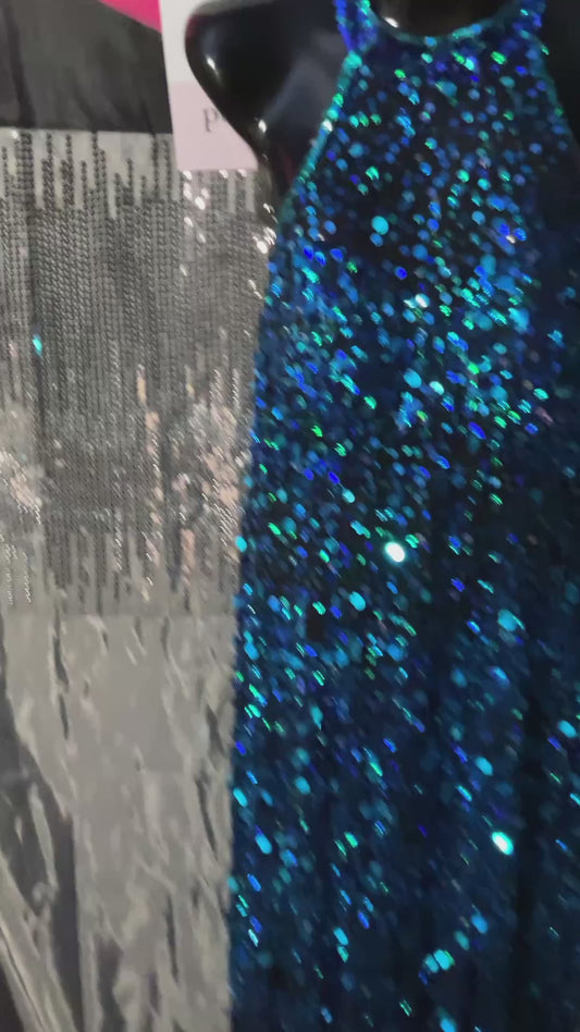 Perfect Prom dress! Beautiful blue sequins & sheer.